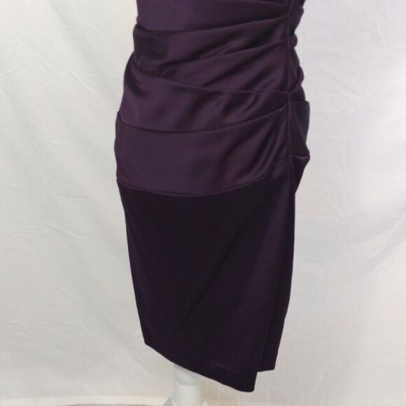 David's Bridal Purple Satin Ruched Strapless Formal Mini Dress Size 8 - Picture 7 of 15